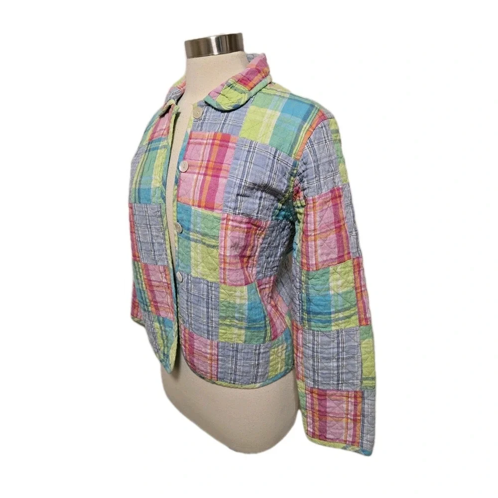 Womens Quilted Patchwork Jacket 90s Vintage Size Large‎ Multicolor
